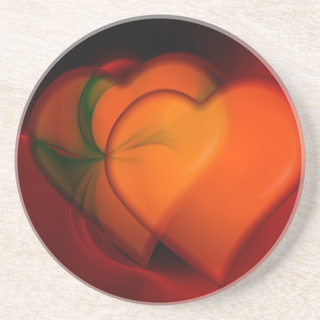 Dessous De Verre En Grès Peinture cardiaque (Devant)