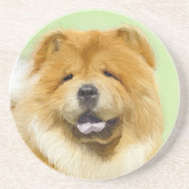 Dessous De Verre En Grès Peinture Chow Chow - Joli art original chien (Devant)