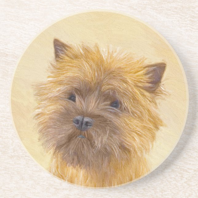 Dessous De Verre En Grès Peinture de Cairn Terrier - Cute Original Chien Ar (Devant)