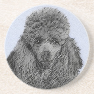 Dessous De Verre En Grès Peinture de caniche Miniature Jouet noir Art origi