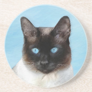 Dessous De Verre En Grès Peinture de chats de Siamese - Cute Original Cat A