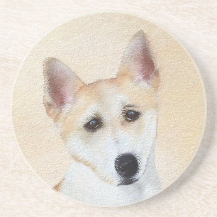 Dessous De Verre En Grès Peinture de chien de Canaan - jolie art original d