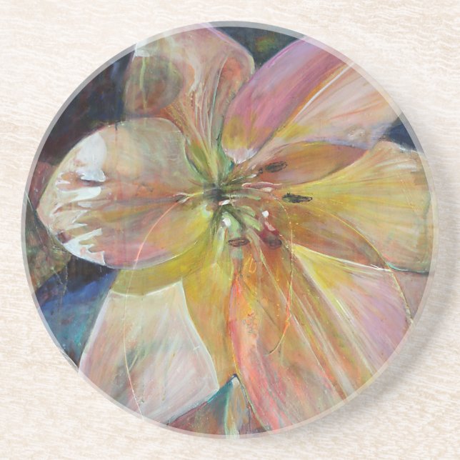 Dessous De Verre En Grès Peinture de fleurs "Translucence" (Devant)
