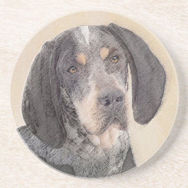 Dessous De Verre En Grès Peinture de linge bluetick - mignon chien original (Devant)