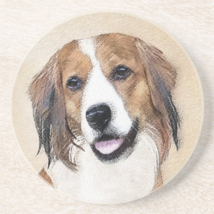 Dessous De Verre En Grès Peinture de Nederlandse Kooikerhondje - Art canin