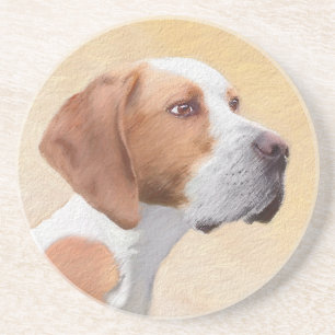 Dessous De Verre En Grès Peinture de pointeur - jolie art original de chien