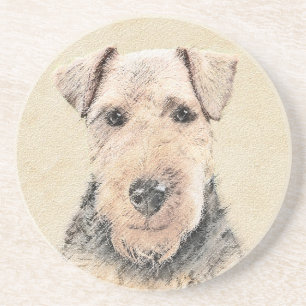 Dessous De Verre En Grès Peinture de Terrier Gallois - Art Original de Chie