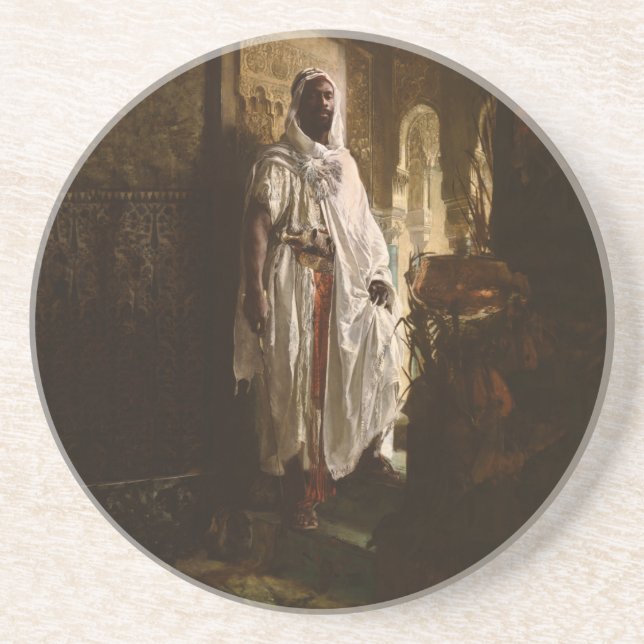 Dessous De Verre En Grès Peinture en chef maure africaine Portrait (Devant)