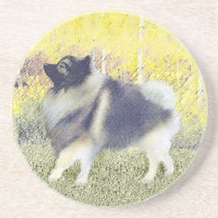 Dessous De Verre En Grès Peinture en teint de Keeshond - jolie art original