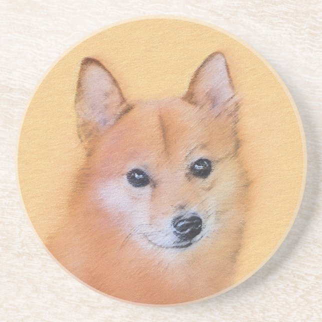 Dessous De Verre En Grès Peinture finlandaise Spitz - Jote Original Chien A (Devant)
