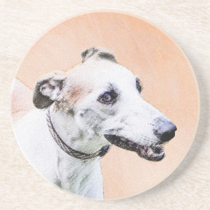 Dessous De Verre En Grès Peinture Greyhound - Cute Original Chien Art