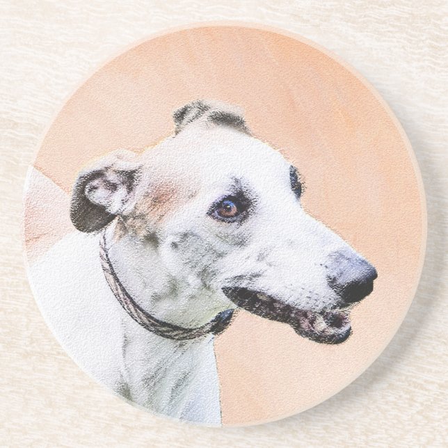 Dessous De Verre En Grès Peinture Greyhound - Cute Original Chien Art (Devant)