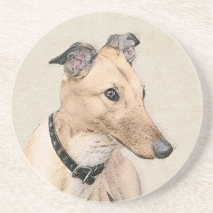 Dessous De Verre En Grès Peinture Greyhound - Joli Art Original de Chien