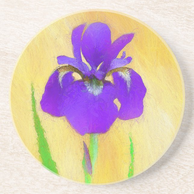 Dessous De Verre En Grès Peinture Iris à pois pourpre - Chien original mign (Devant)