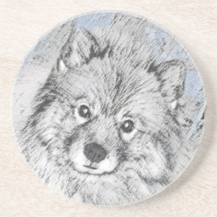 Dessous De Verre En Grès Peinture Keeshond Beth - Joli art original chien