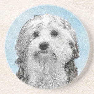 Dessous De Verre En Grès Peinture Lowchen - Cute Original Chien Art