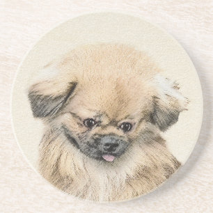 Dessous De Verre En Grès Peinture Pekingese - Cute Original Chien Art