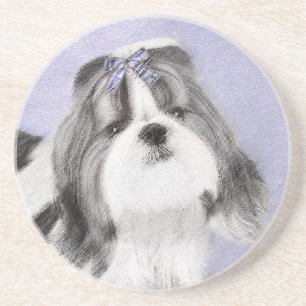 Dessous De Verre En Grès Peinture Shih Tzu - Cute Original Chien Art