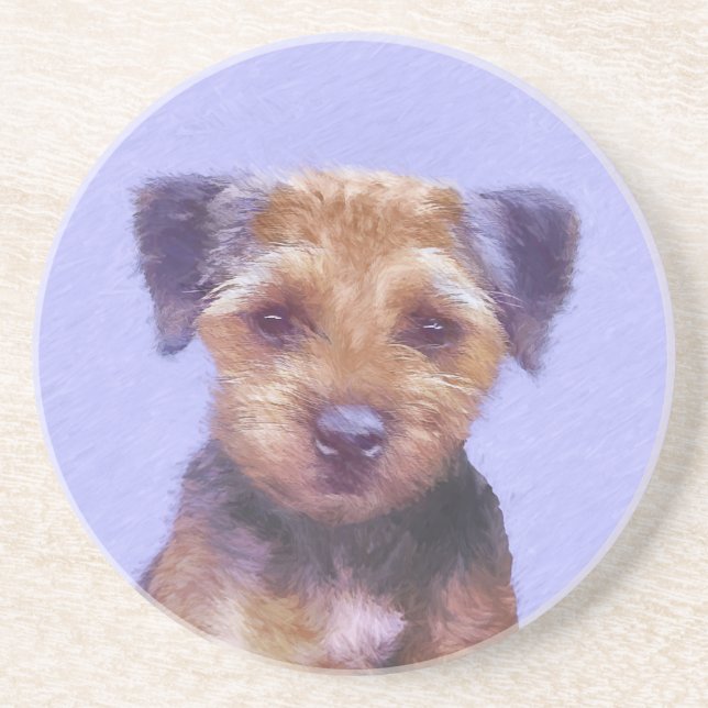 Dessous De Verre En Grès Peinture sur la frontière de Terrier - jolie art o (Devant)