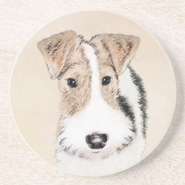 Dessous De Verre En Grès Peinture Terrier de Renard de fil - Cute Original  (Devant)