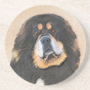 Dessous De Verre En Grès Peinture Tibétaine Mastiff - Joli art original chi