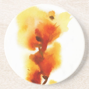 Dessous De Verre En Grès Peintures florales abstraites 2 d'aquarelle
