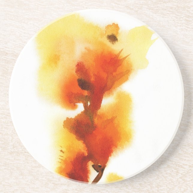Dessous De Verre En Grès Peintures florales abstraites 2 d'aquarelle (Devant)