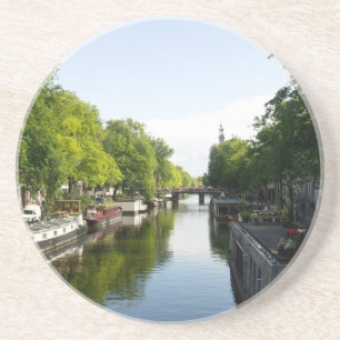 Dessous De Verre En Grès Péniches sur le canal Prinsengracht Amsterdam Phot