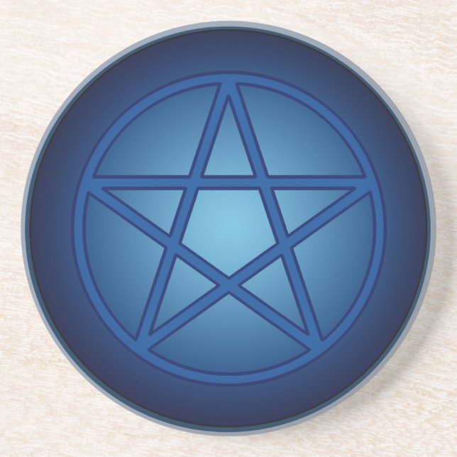 Dessous De Verre En Grès Pentacle bleu profond (Devant)