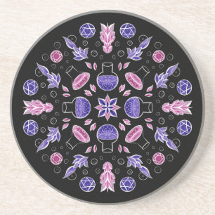 Dessous De Verre En Grès Pentagram rose violet pastel goth potion aux sorci