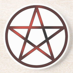 Dessous De Verre En Grès Pentagramme d'autel - rouge