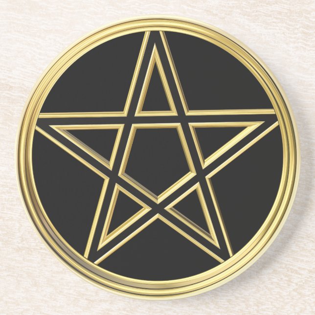 Dessous De Verre En Grès Pentagramme doré (Devant)
