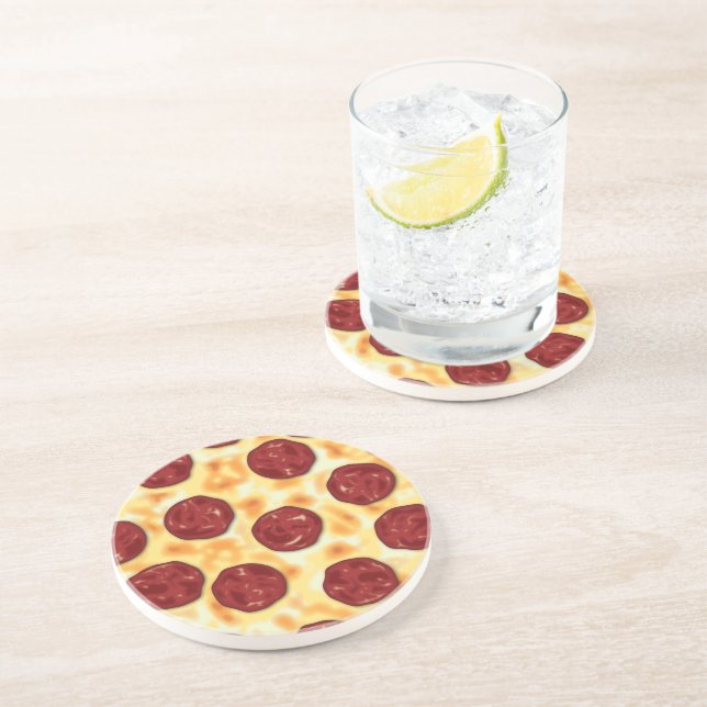 Dessous De Verre En Grès Peperoni Pizza art vectoriel (Côté)