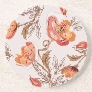 Dessous De Verre En Grès Pépites Arrière - plans beige Motif d'aquarelle