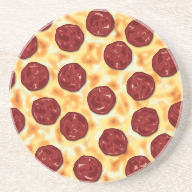 Dessous De Verre En Grès Pepperoni Pizza Motif (Devant)