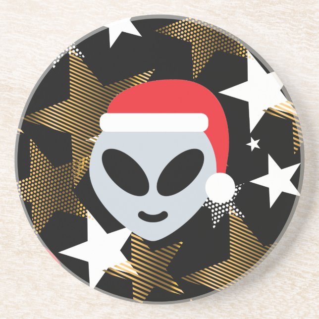 Dessous De Verre En Grès père Noël alien emoji (Devant)