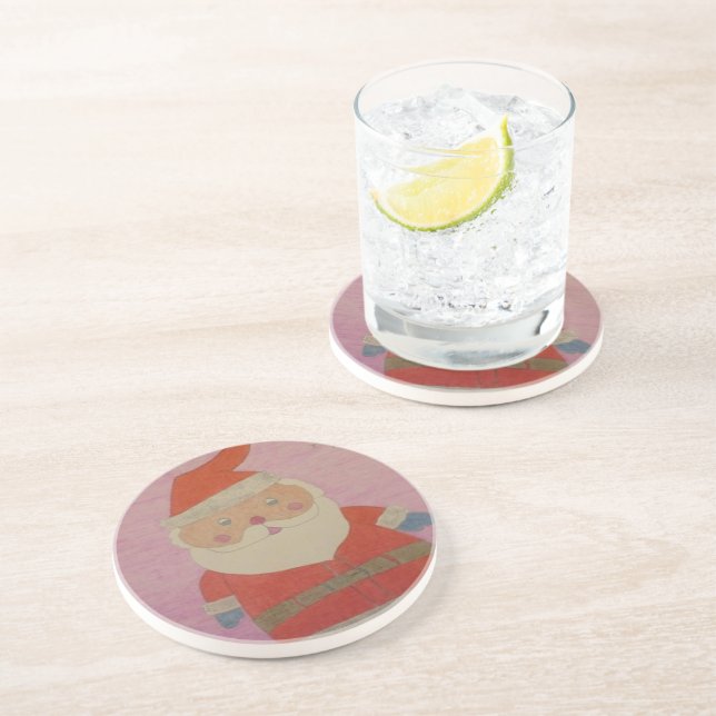 Dessous De Verre En Grès Père Noël vintage (Côté)