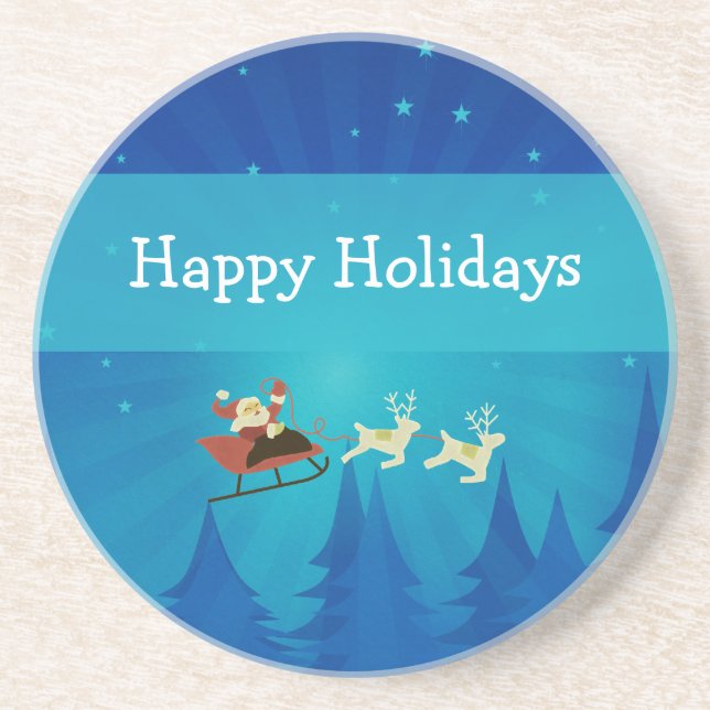 Dessous De Verre En Grès Père Noël Winter Scene Dessous de verre de grès (Devant)