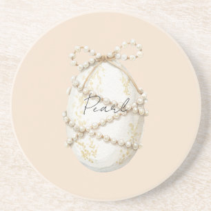 Dessous De Verre En Grès Perles Blanches d'Oeuf