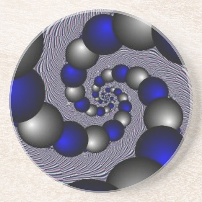 Dessous De Verre En Grès Perles D'Argent Et Bleues À L'Infini (Devant)