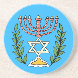 Dessous De Verre En Grès Persian Magen David Menorah