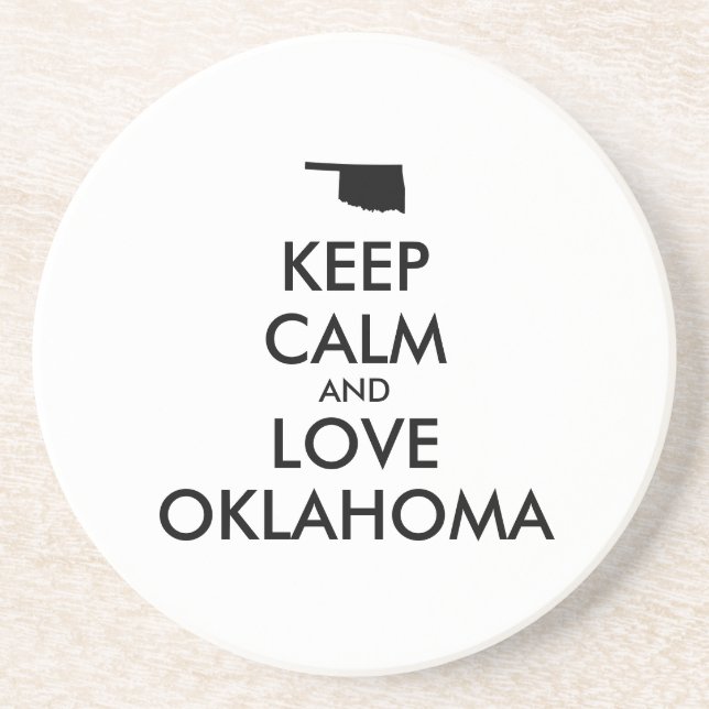 Dessous De Verre En Grès Personnalisable KEEP CALM et LOVE OKLAHOMA (Devant)