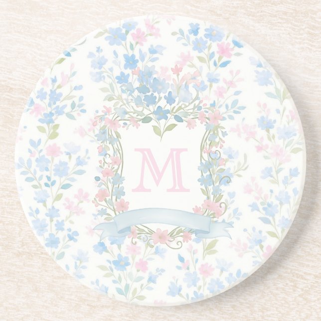 Dessous de verre en grès personnalisé avec monogra (Devant)