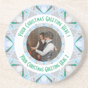 Dessous De Verre En Grès Personnalisé Christmas Star Winter Grey Photo Grey