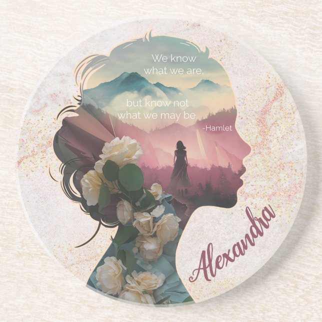 Dessous De Verre En Grès Personnalisé Moderne Élégant Conserver Citation In (Devant)