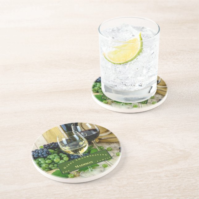 Dessous De Verre En Grès Personnaliser l'action de grâces unique (Côté)