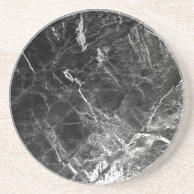 Dessous De Verre En Grès Personnaliser Marbre noir Elégant Modèle tendance (Devant)