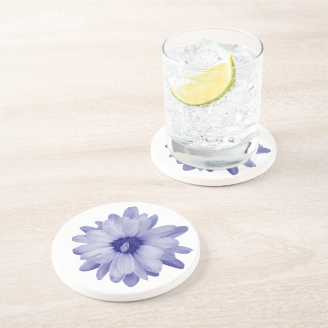 Dessous De Verre En Grès pétale bleu tordu (Côté)
