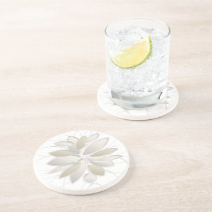 Dessous De Verre En Grès pétales de pierre blanche
