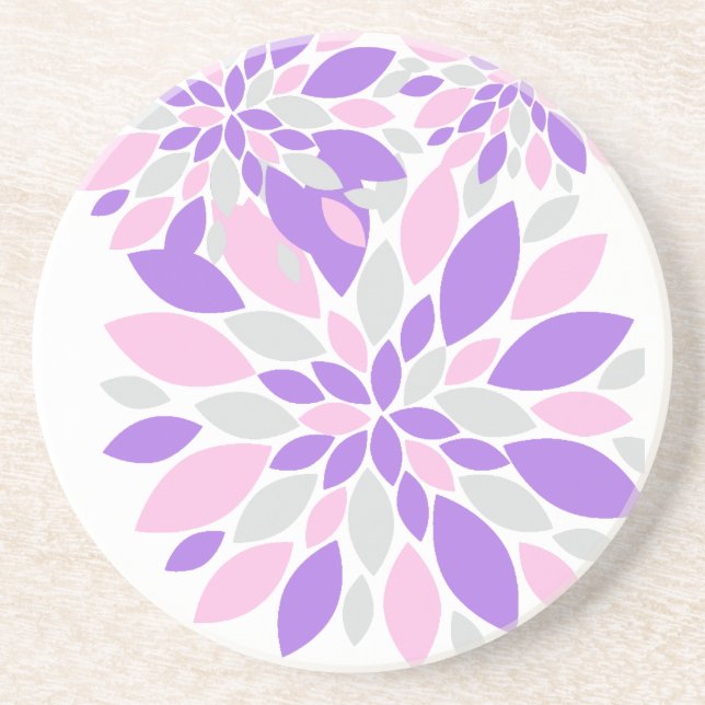 Dessous De Verre En Grès Pétales Magiques Fleurs violettes (Devant)